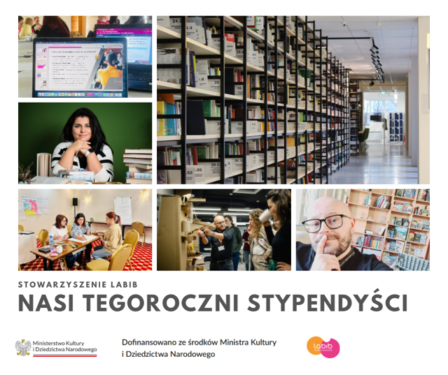 Grafika przedstawiająca dwoje stypendystów Ministra Kultury i Dziedzictwa Narodowego