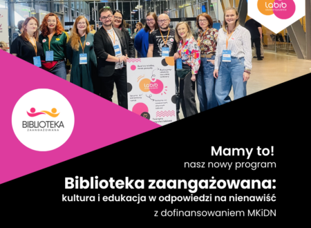Grafika przedstawia członkinie i członków stowarzyszenia i informuje o dotacji MKiDN dla stowarzyszenia